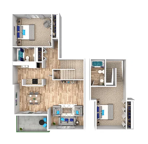 Floor plan Two Bedroom Two Bathroom Loft