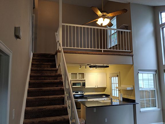 View of kitchen and loft area