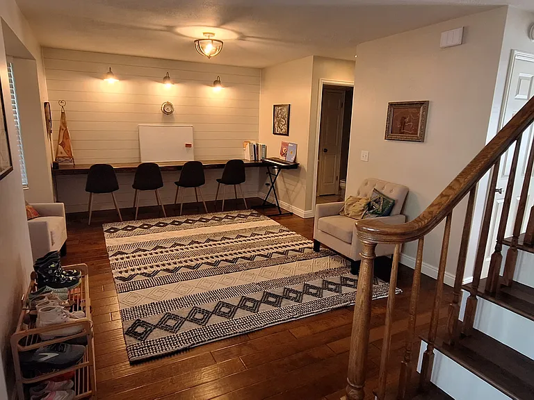 Second living area with built in desk