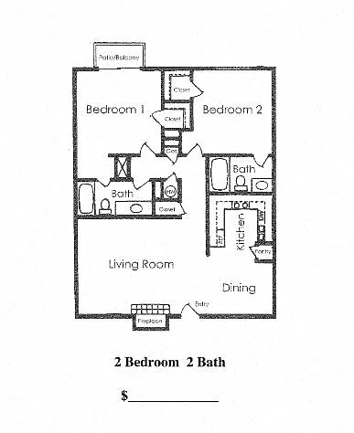Floor plan 2 Bedroom 2 Bathroom