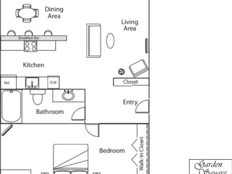 1x1 Standard l 600 sq ft l Garden Square 1x1 Standard l 600 sq ft l Garden Square