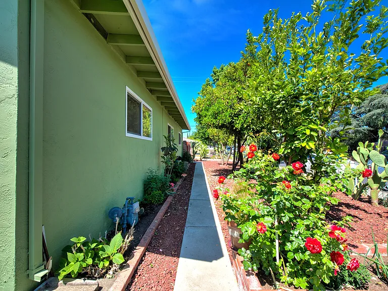 Walkway along north side of the house.