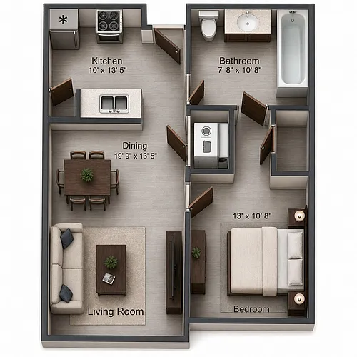 Floor plan 1X1 A