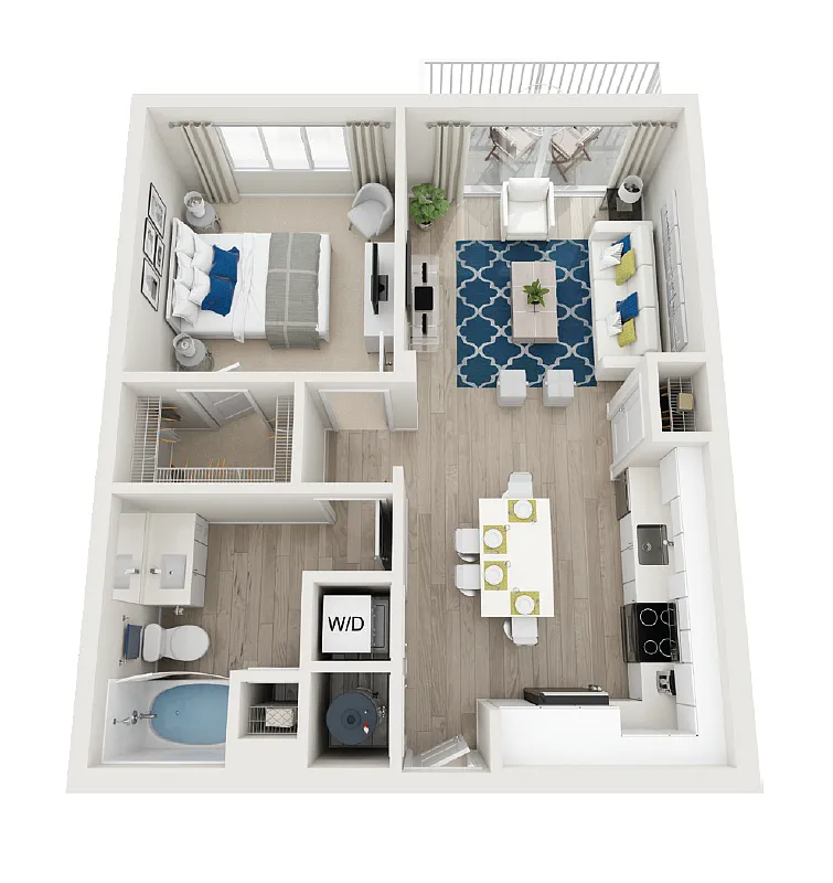 Floor plan A2-1BR-1BA-701-735sf