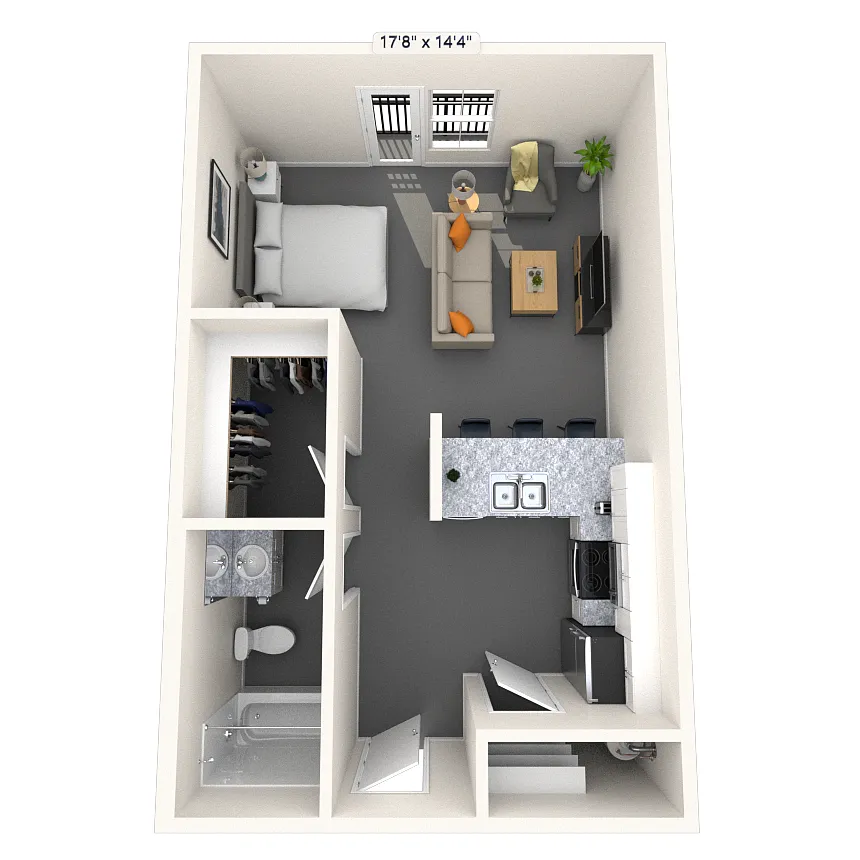Floor plan Studio 0x1 486-583 SF