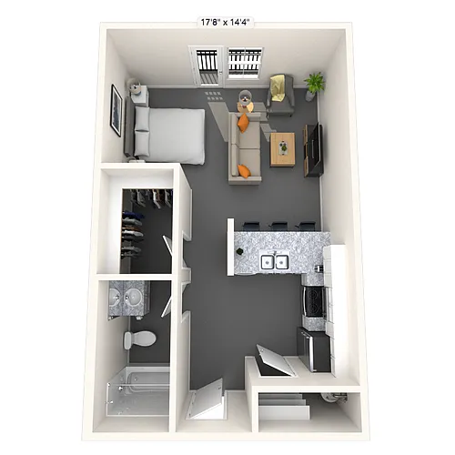 Floor plan Studio 0x1 486-583 SF