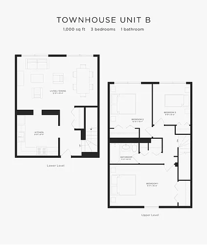 Floor plan Three Bedroom One Bath