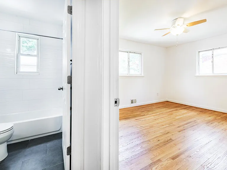 Main floor bathroom and master bedroom.