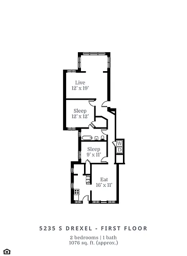 Floor plan 2 Bedroom, 1 Bathroom C2