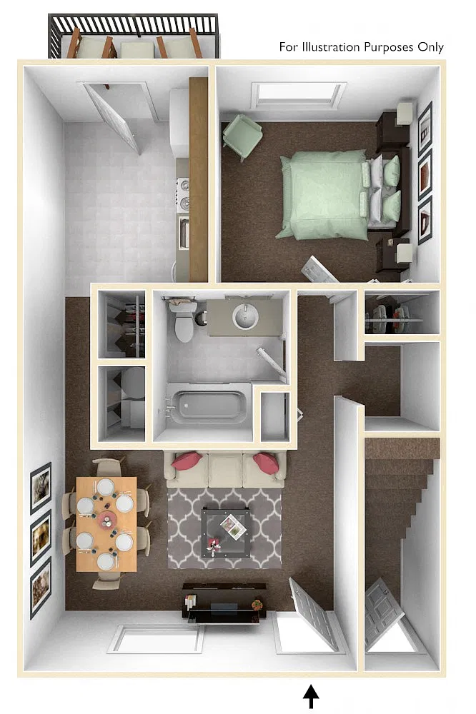 Floor plan Windsor III- 1 BR, 1 BA