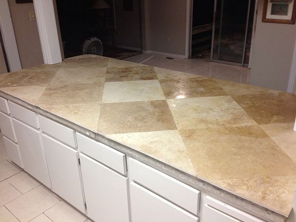 renovated travertine island
