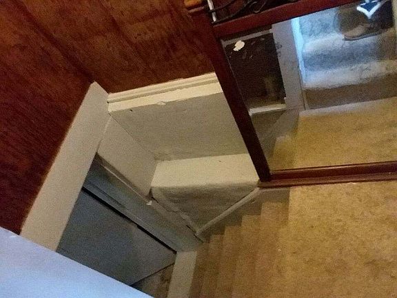 Stairs to basement, carpeted