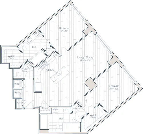 Floor plan 2 Bed/2.5 Bath-E6-3