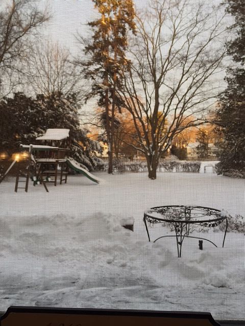 Snow at sunset!