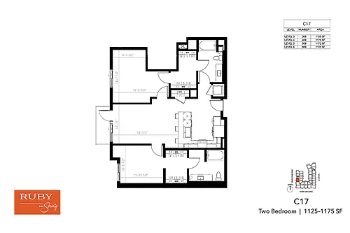 Floor plan Two Bedroom C17
