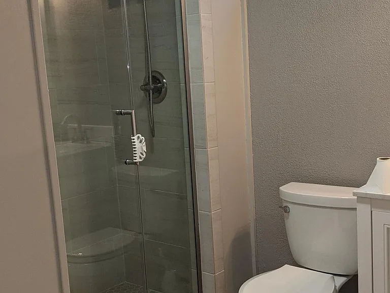 Newer bathroom with shower
