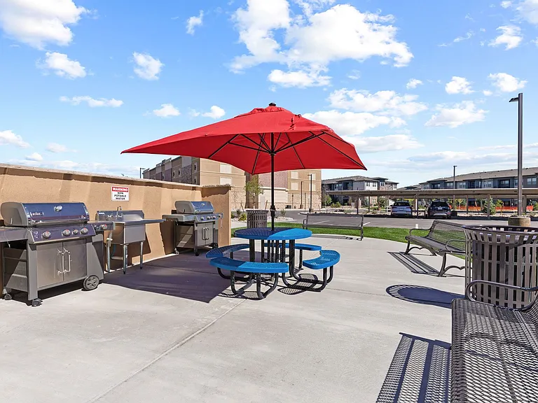 Barbecue station with gas grills