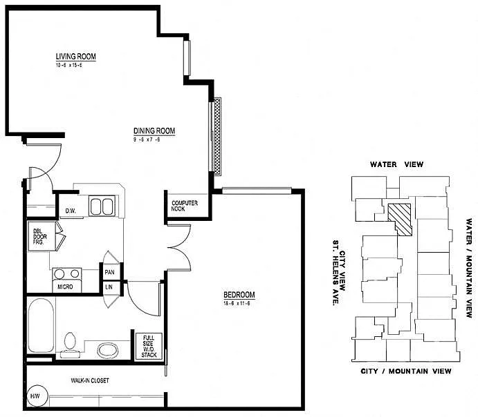 Floor plan 1X1 735