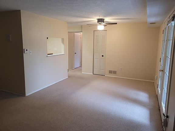Living room flows into the dining room