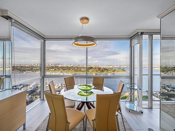 Dining Room with panoramic bay views, Coronado Bridge and Downtown San Diego.