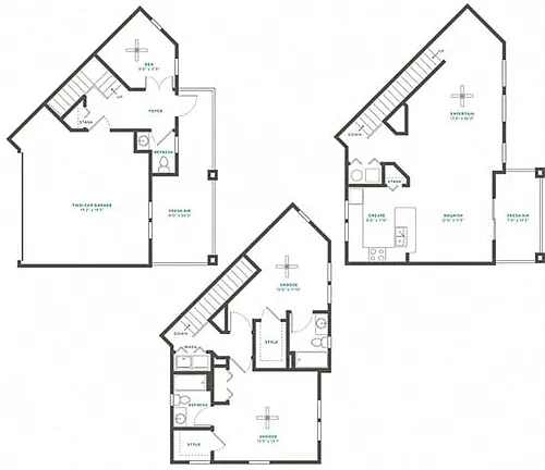Floor plan 2J Den Townhome Renovation 3
