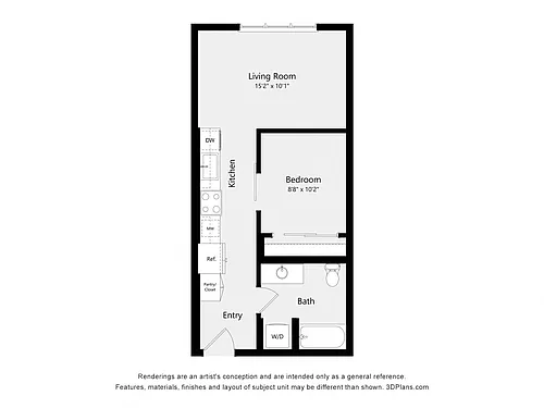 Floor plan Urban One Bedroom A01A