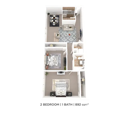 Floor plan Two Bedroom - 892 sqft - Carlwynne