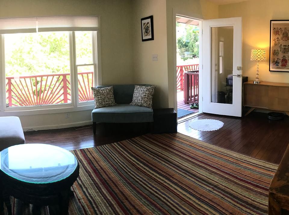 Living room looking out toward front deck