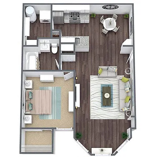 Floor plan A3: 1 Bed 1 Bath