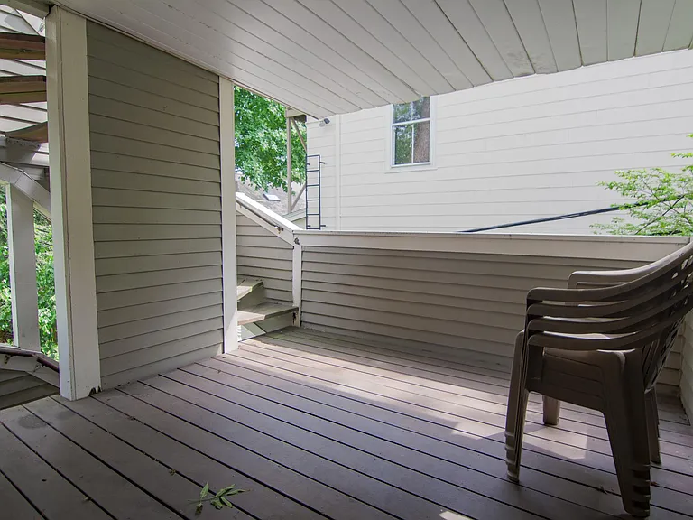 Rear balcony (stairs are the emergency egress for this unit and the one above)