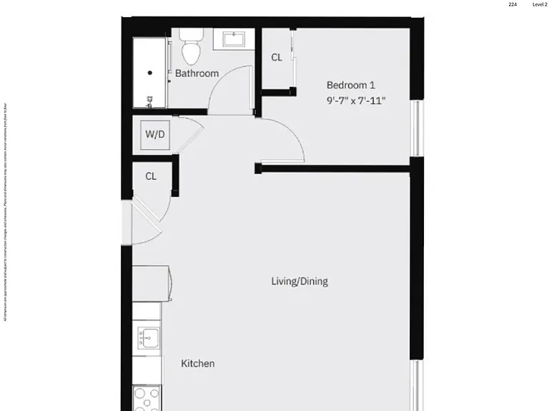 1 Bed 1 Bath - D | 576 SF 1 Bed 1 Bath - D | 576 SF