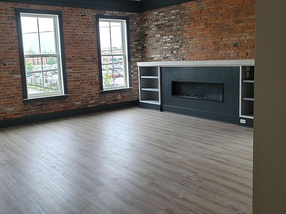 Large living area with built in fireplace
