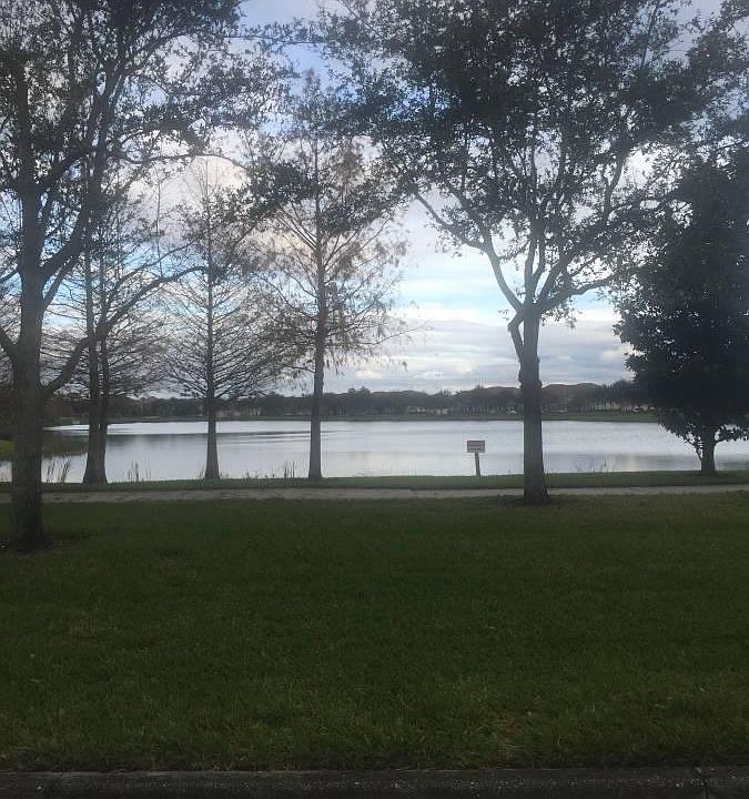 Lake in front of apartment