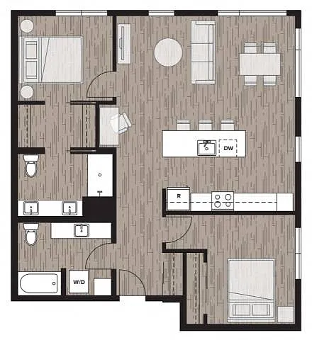 Floor plan 2C | Two Bedroom MFTE Unit