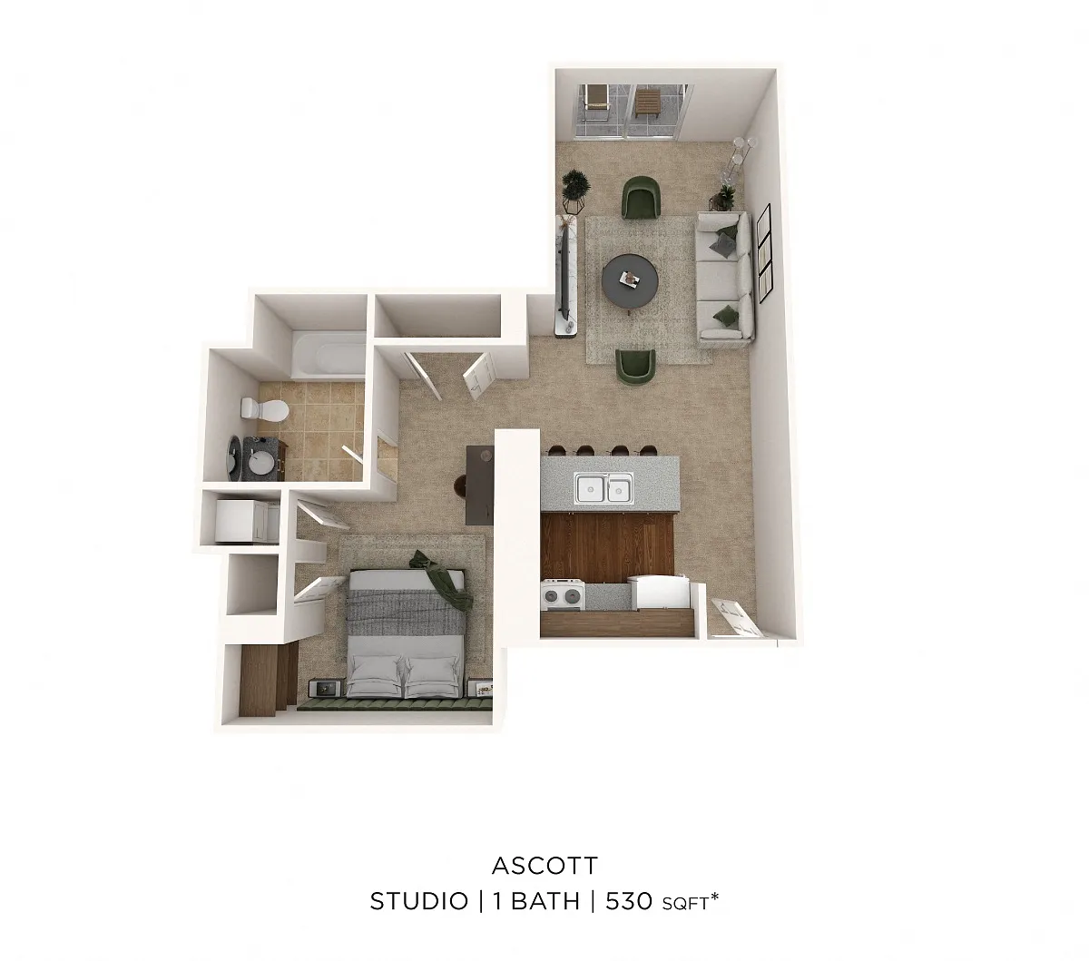 Floor plan Studio - 530 sqft