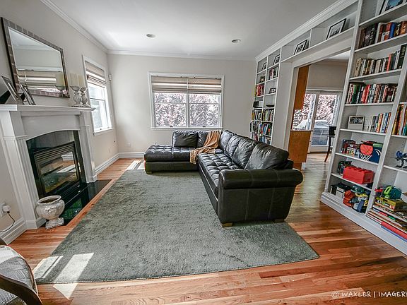 Fireplace; built in shelves