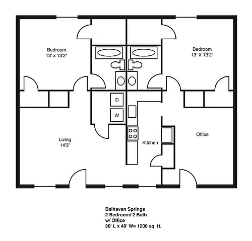 Floor plan 2 Bedroom and Study