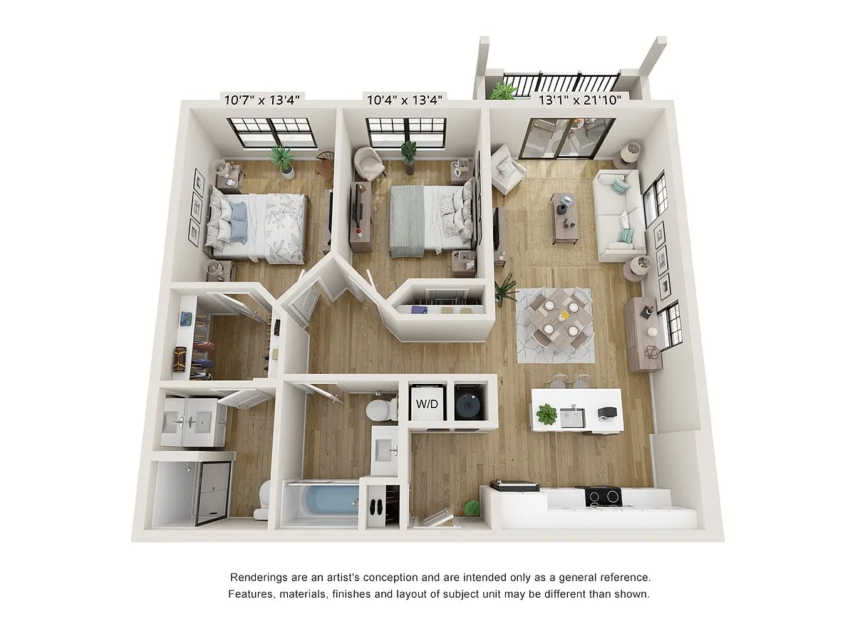 Floor plan 2 Bedroom / 2 Bath (Street Facing)