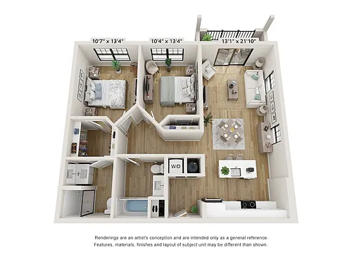Floor plan 2 Bedroom / 2 Bath (Street Facing)