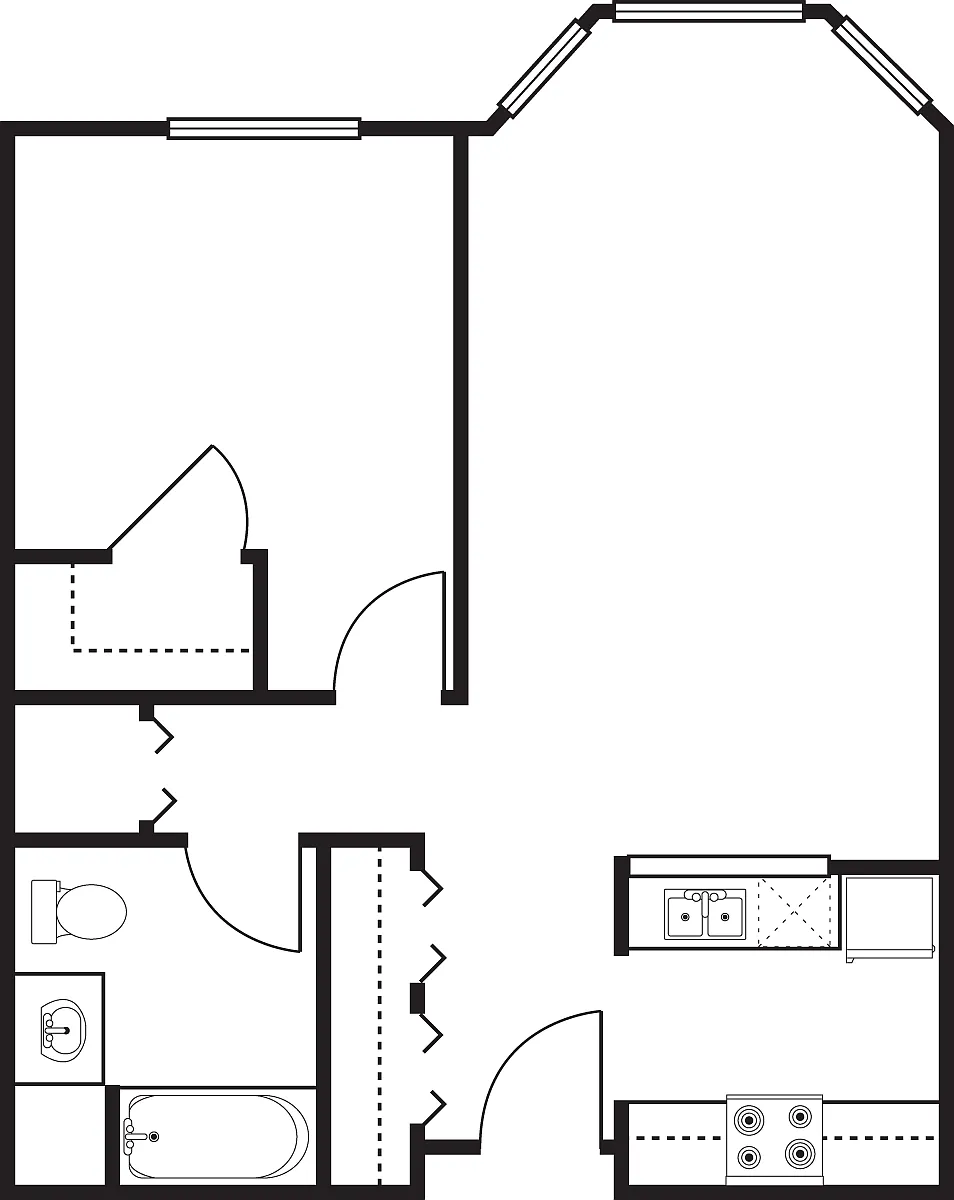 Floor plan 1 Bedroom -686