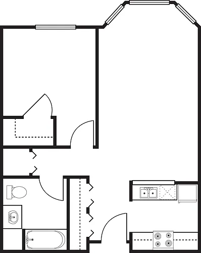 Floor plan 1 Bedroom -686