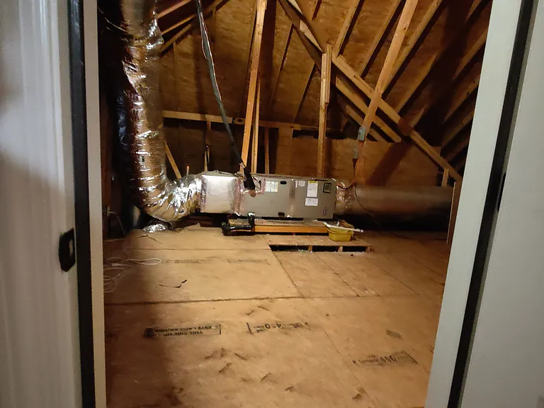 This part of the attic is not only for service, but storage too.