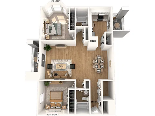 Floor plan B4-1162sf-Renovated
