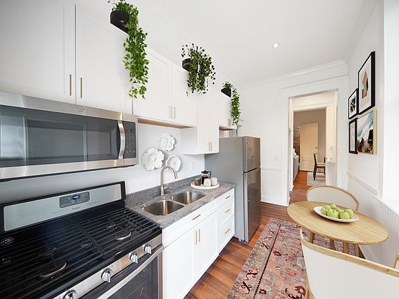 First floor home, kitchen staged.