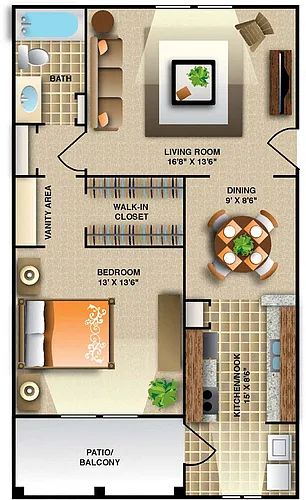Floor plan One Bedroom - Large