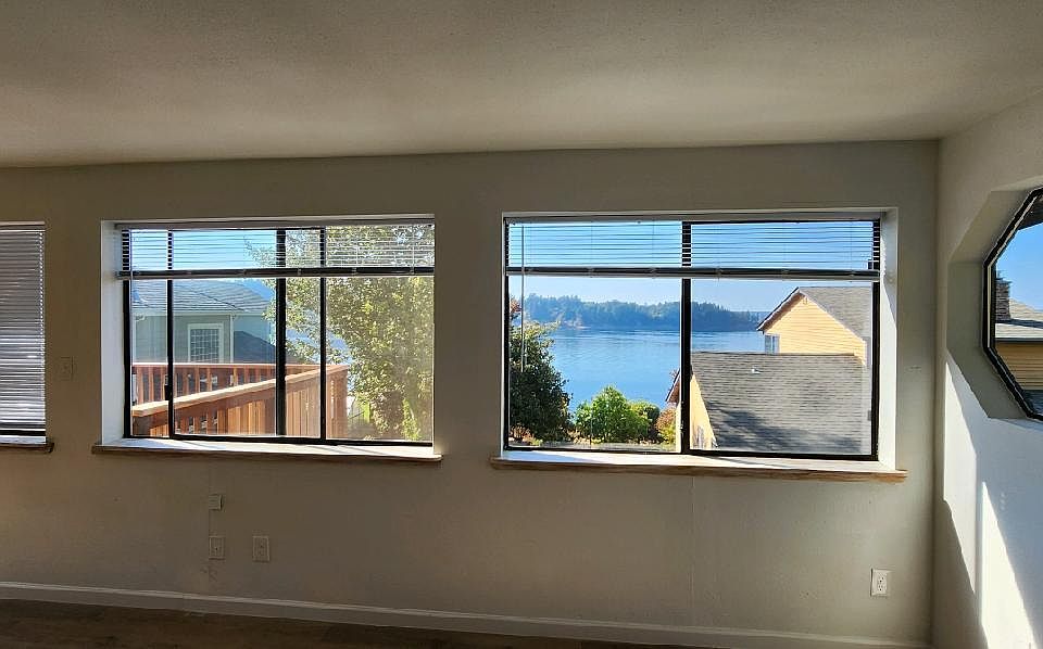 New energy efficient blinds. View of Ketron island.