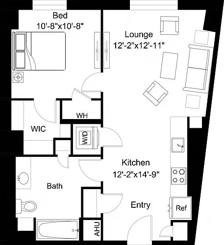 Floor plan 1 Bed/1 Bath-A29