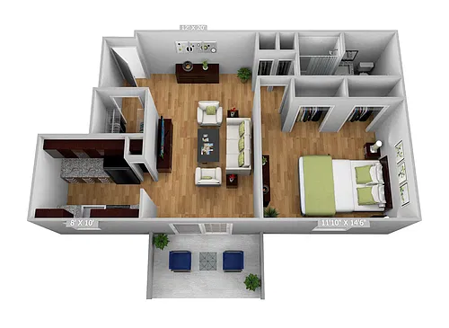 Floor plan 1 Bedroom 1 Bath