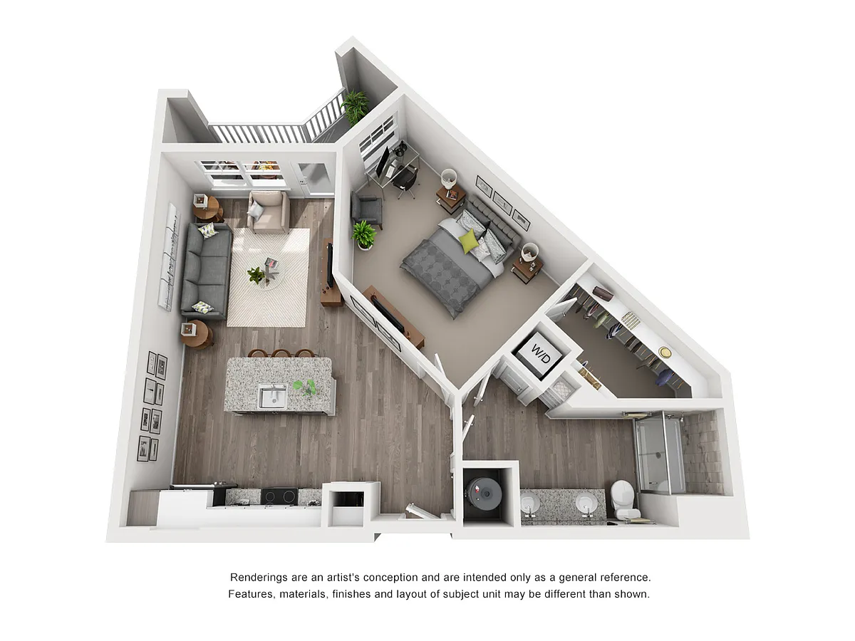 Floor plan A3 - Monica - One Bedroom, One Bathroom
