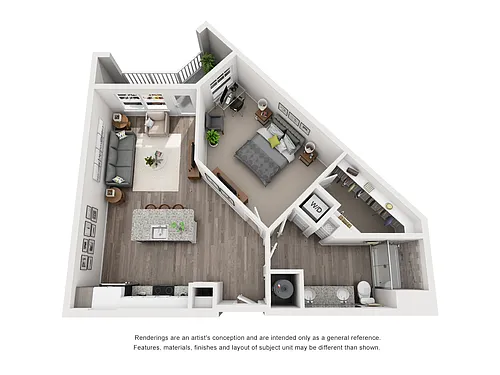 Floor plan A3 - Monica - One Bedroom, One Bathroom